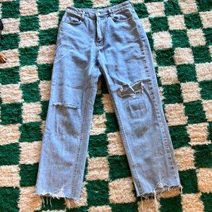 Oak + Fort high rise ripped denim